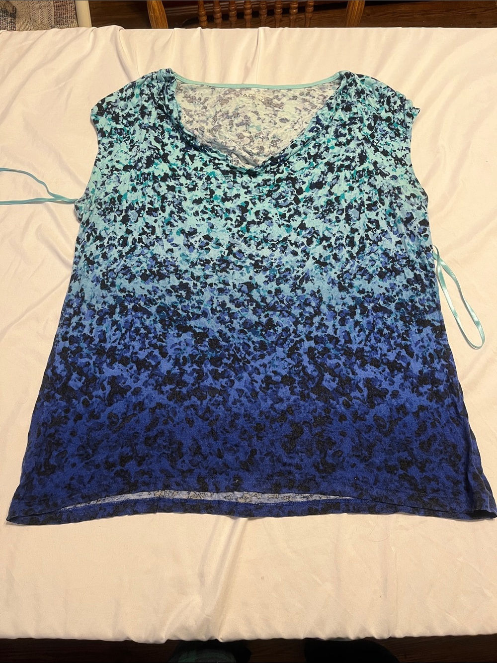 Apt. 9 Teal to Navy Ombre abstract Cap-Sleeve tankTop